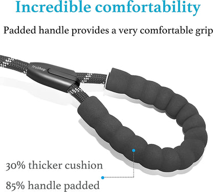 6 FT Durable Slip Lead Dog Leash with Padded Handle and Highly Reflective Threads, Dog Training Leash, (Small, 0~35 Lbs, Black)