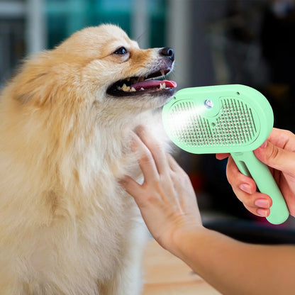 Auto Spray Cat/Dog Hair Brush to Wet Hair,2In1 Cleaning Brutsh,Extra Gain Cat Nail Clipper,Green