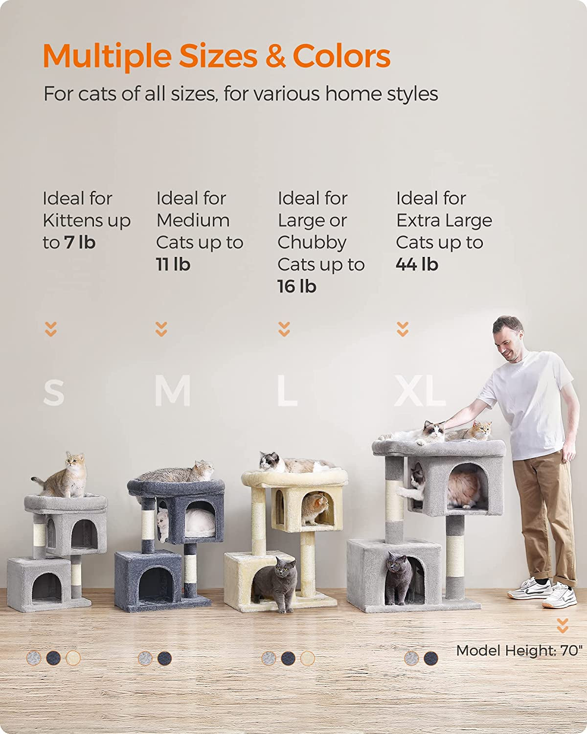 Cat Tree for Large Cats, Cat Tower 2 Cozy Plush Condos and Sisal Posts