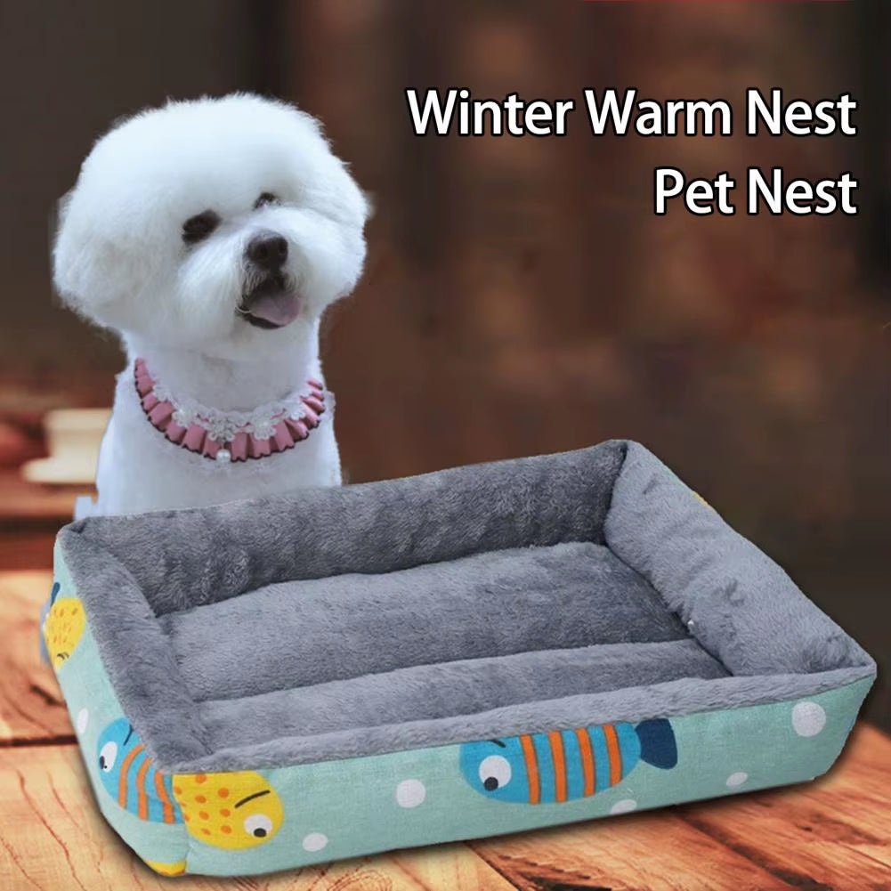 Pet Kennel Practical Easy Access Cat Bed Nest Cartoon Print Pet Bed Autumn Winter Pet Bed Cat Supplies