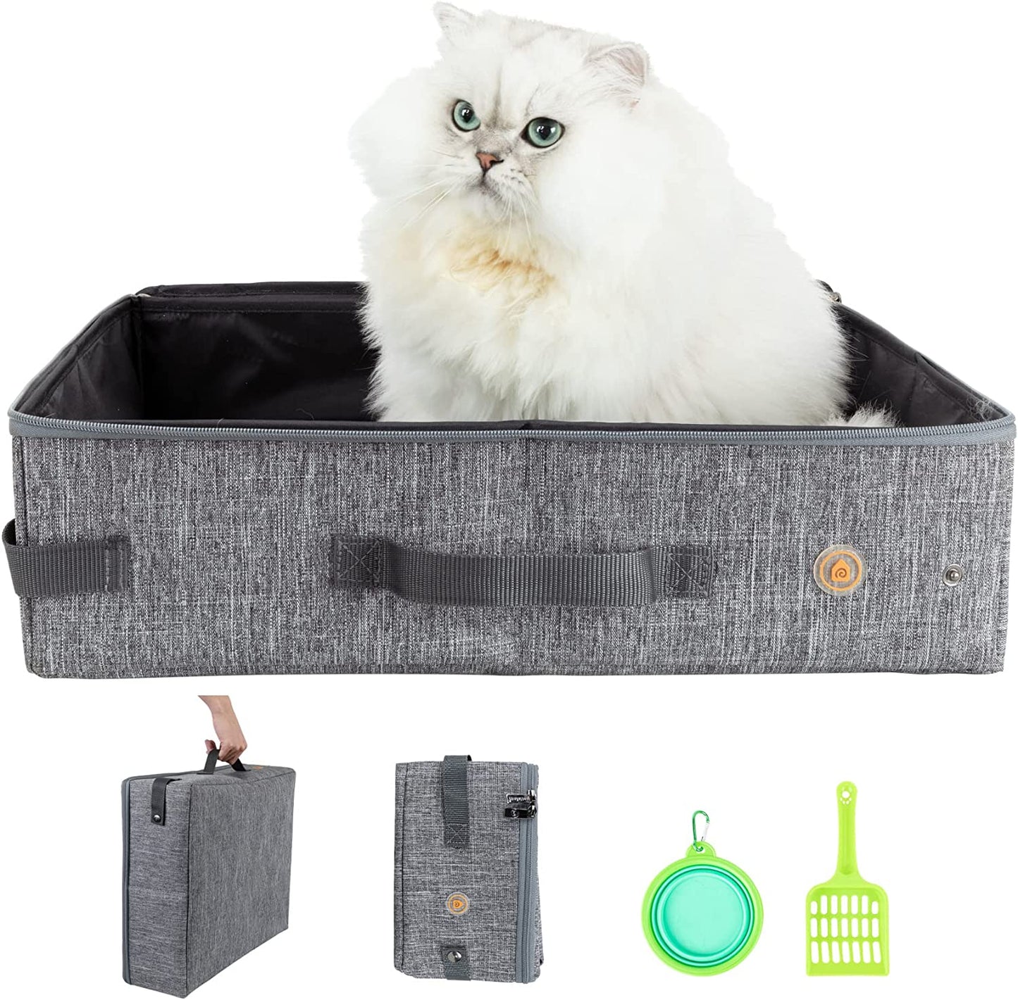 Portable Litter Box for Easy Travel with Cats and Kitties with 1 Collapsible Bowl and 1 Scoop