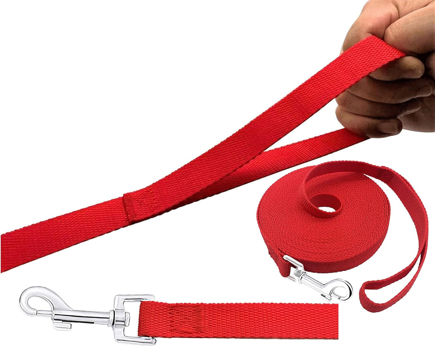 15Ft 20Ft 30Ft 40Ft 50Ft Long Dog/Puppy Lead Obedience Recall Training Dog Leashes for Small Medium Dogs Camping, Training, Play, or Backyard (15 FT, Red)