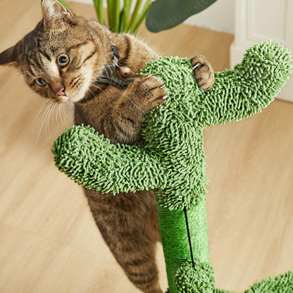 Cactus Cat Tree with Hammock and Full Wrapped Sisal Scratching Post for Cats