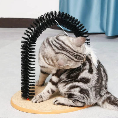 Interactive Cat Toys,Cat Arch Self Groomer Cat Brush,Cat Scratcher Toys,Cat Brush for Grooming with Cat Scratch Pad and Catnip,Cat Brush for Shedding,Cat Scratching Post