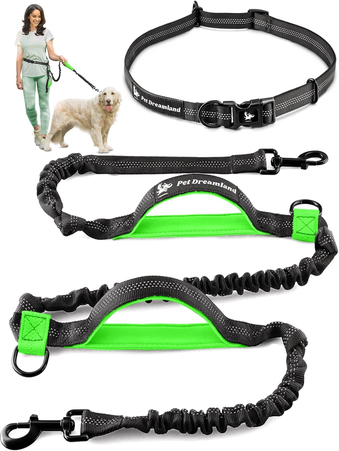 Exquisite Hands Free Dog Leash for Large Dogs | Dog Waist Leash | Dog Running Leash Hands Free | Bungee Dog Leash | Hands-Free Leash | Dog Belt Leash | around Waist Leash for Dog Walking