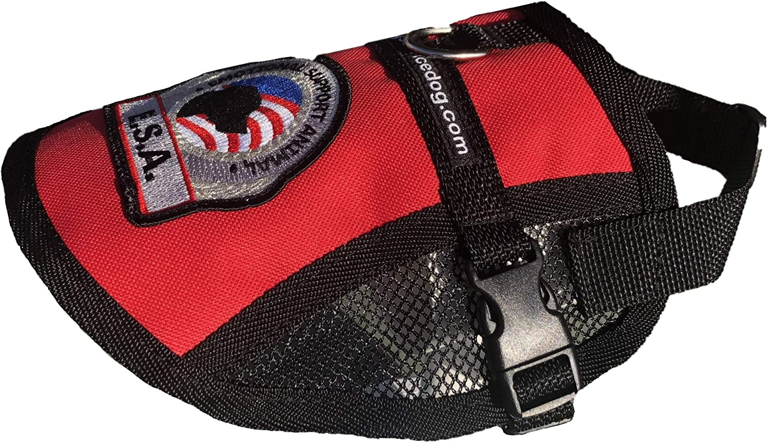 Premium Emotional Support Dog Vest | ESA Dog Vest | Mesh Cooling Panel | Emotional Support Dog Harness | Includes 5 Federal Law ESA Handout Cards (18" - 22" Girth, Red)