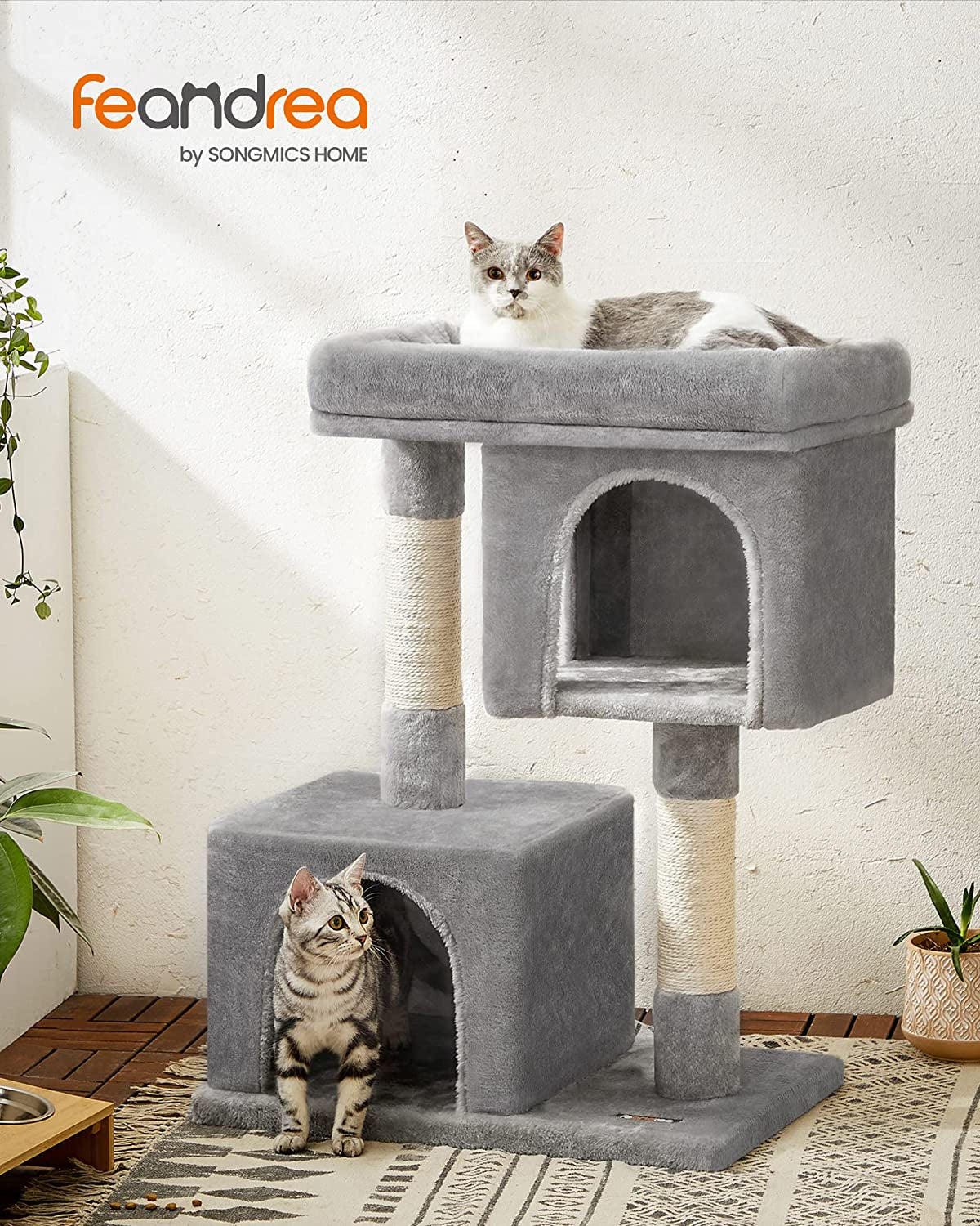 Cat Tree for Large Cats, Cat Tower 2 Cozy Plush Condos and Sisal Posts