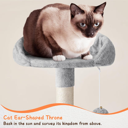 63.5In Multi-Level Cat Tree Tower Condo with Scratching Posts, Platform & Hammock, Cat Activity Center Play Furniture for Kittens, Cats, and Pets