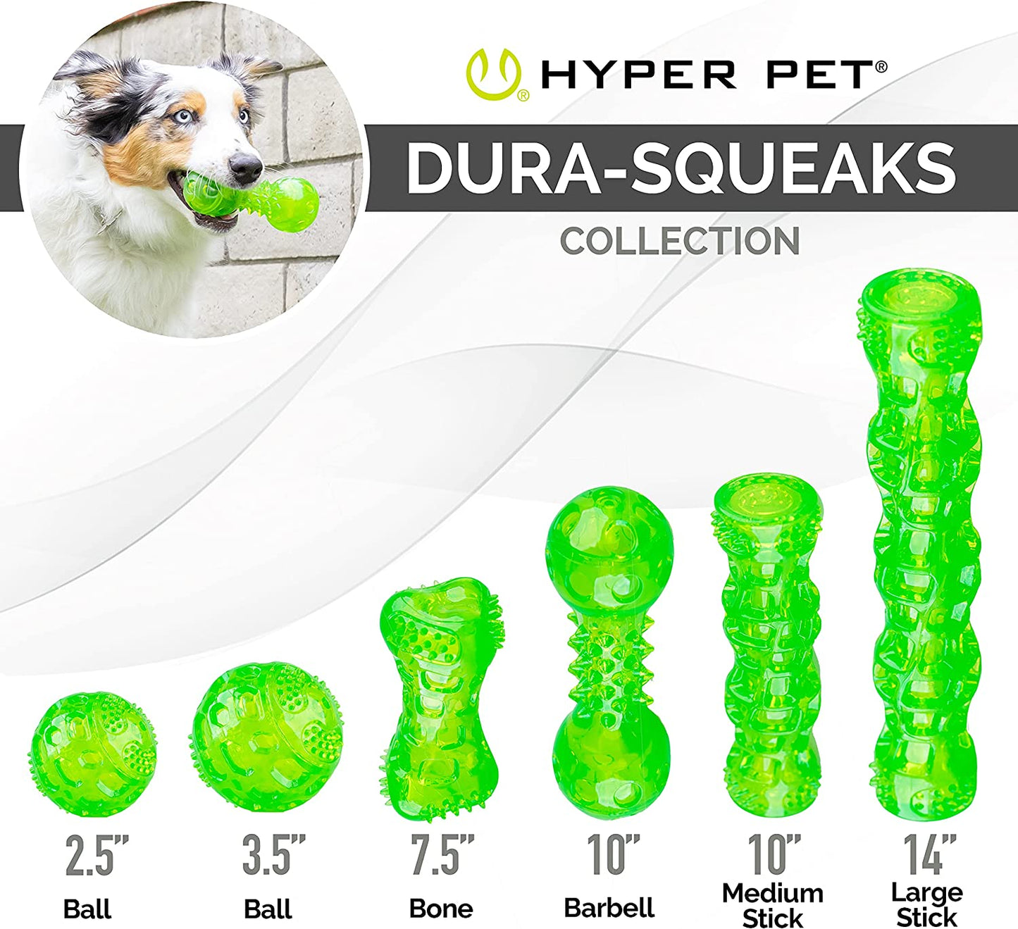 Durasqueak Dog Ball Dog Toys (Interactive Dog Toys That Float&Squeak) Squeaky Dog Toys&Dog Balls for Playing,Fetching&Retrieving-Great Alternative to Traditional Tennis Balls Green 2.5 Inch