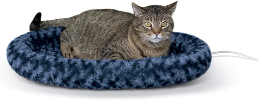 Thermo-Kitty Fashion Splash Indoor Heated Cat Bed, Heated Bed for Dogs or Cats with Removable Waterproof Heater Blue Large 16 X 22