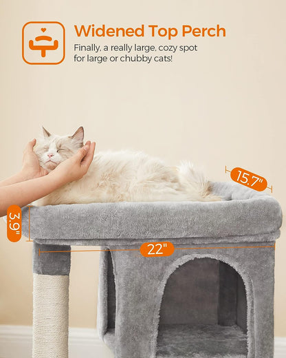 Cat Tree for Large Cats, Cat Tower 2 Cozy Plush Condos and Sisal Posts