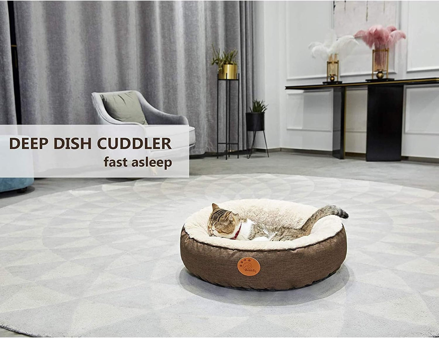 Washable Donut Cat Bed Round, Cat Beds Indoor Cats Medium, Big Cat Bed Machine Washable, 24